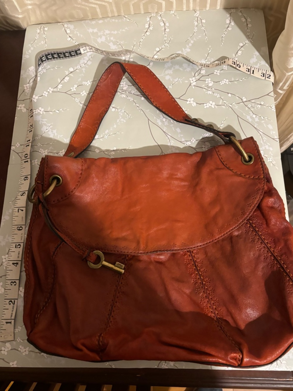 Fossil leather purse brunt orange color